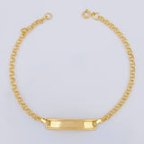 Pulso Bebé Aro Seguido Placa Rectangular Bordeada 1.25 g / 15 - 13.5 cm / 2.3 mm Oro Amarillo 18K