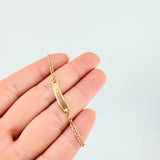 Pulso Bebé Aro Seguido Placa Rectangular Bordeada 1.25 g / 14.5 - 13 cm / 2.3 mm Oro Amarillo 18K