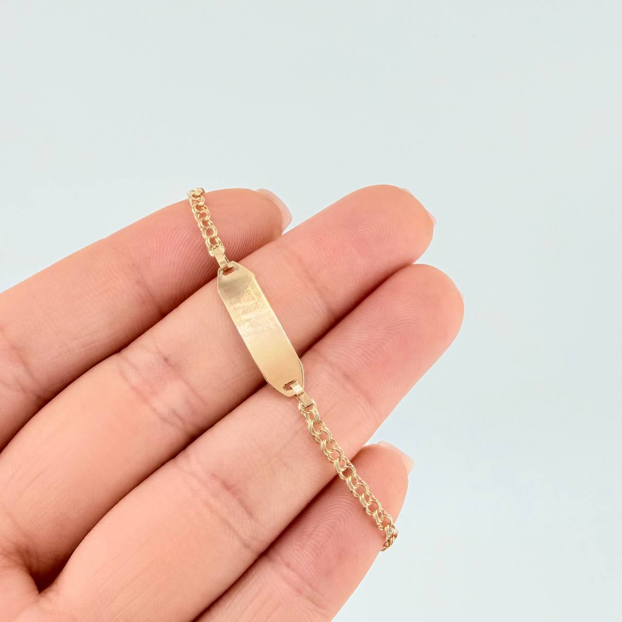 Pulso Bebé Aro Seguido Placa Rectangulo Plano 1.35 g / 15 - 13.5 cm / 2.3 mm Oro Amarillo 18K