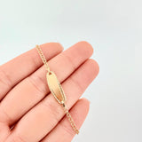 Pulso Bebé Aro Seguido Placa Ovalada Bordeada 1.3 g / 15 - 13.5 cm / 2.3 mm Oro Amarillo 18K