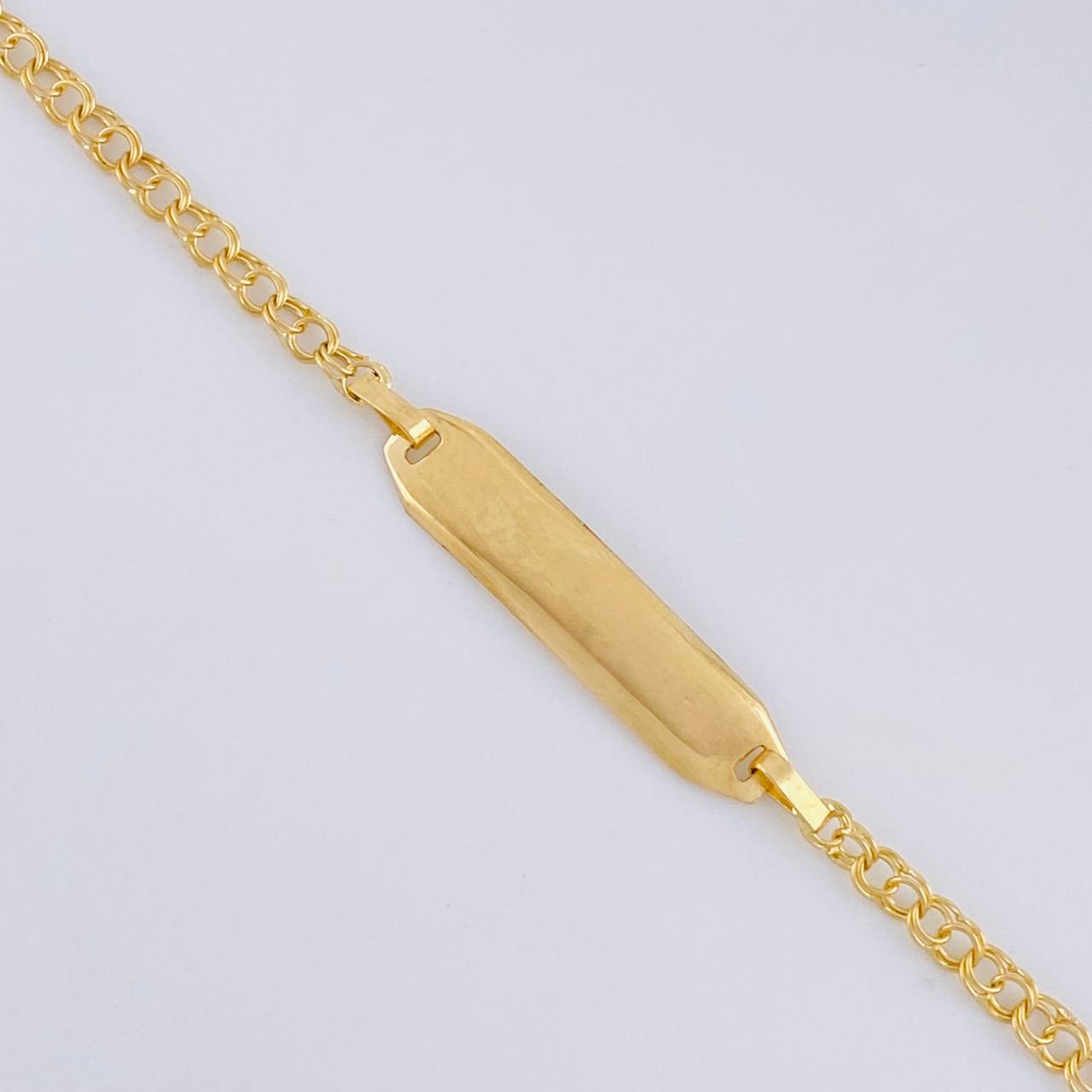 Pulso Bebé Aro Seguido Placa Rectangular Bordeada 1.3 g / 14.5 - 13 cm / 2.3 mm Oro Amarillo 18K
