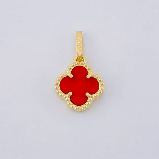 Dije Trebol Agata Roja 1.2 g / 2.8 cm Oro Amarillo 18K