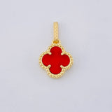 Dije Trebol Agata Roja 1.2 g / 2.8 cm Oro Amarillo 18K