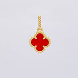 Dije Trebol Agata Roja 1.25 g / 2.8 cm Oro Amarillo 18K