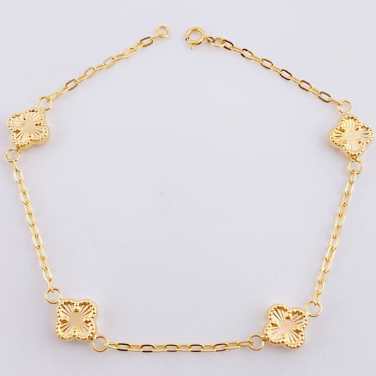 Pulso Cajon Trebol Diamantado 2.85 g / 18.5 cm / 1.7 mm Oro Amarillo 18K