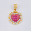 Dije Medalla Corazón Tupido 8.1 g / 4 cm Dos Oros Amarillo Blanco 18K
