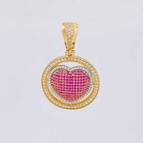 Dije Medalla Corazón Tupido 8.1 g / 4 cm Dos Oros Amarillo Blanco 18K