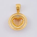 Dije Medalla Corazón Tupido 8.1 g / 4 cm Dos Oros Amarillo Blanco 18K