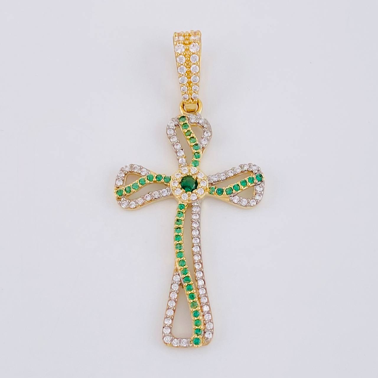 Dije Cruz Fluctuación Celta 3.5 g / 4.5 cm Dos Oros Amarillo Blanco 18K