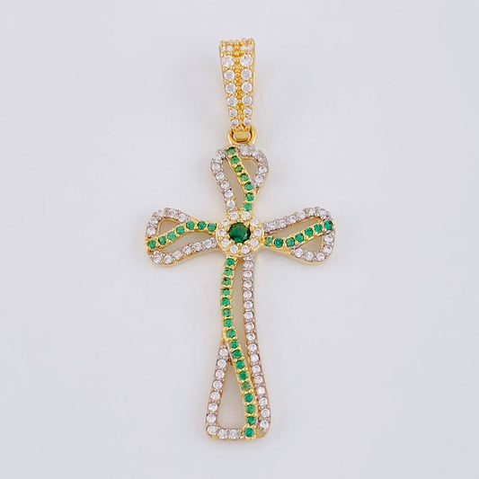 Dije Cruz Fluctuación Celta 3.5 g / 4.5 cm Dos Oros Amarillo Blanco 18K