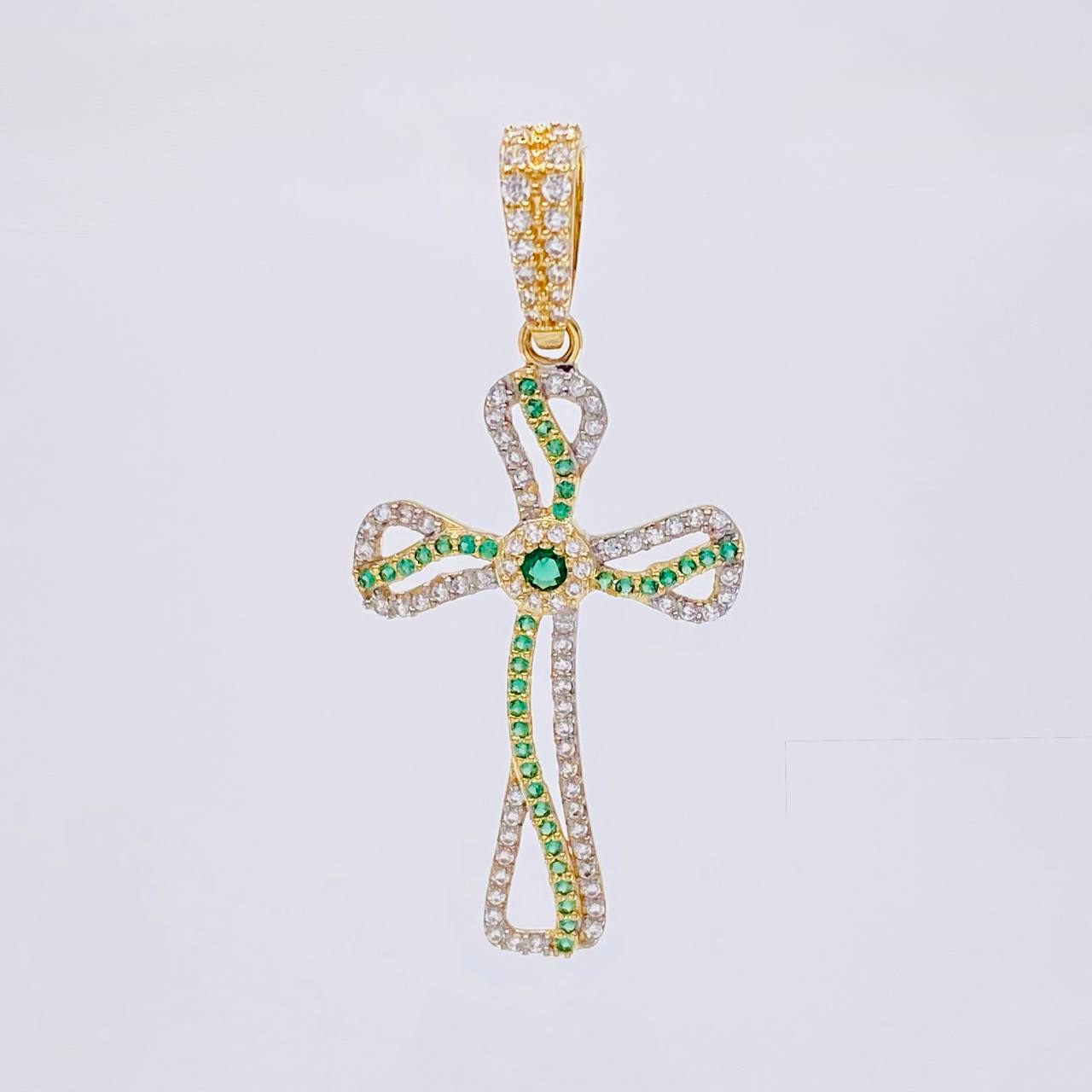 Dije Cruz Fluctuación Celta 3.5 g / 4.5 cm Dos Oros Amarillo Blanco 18K