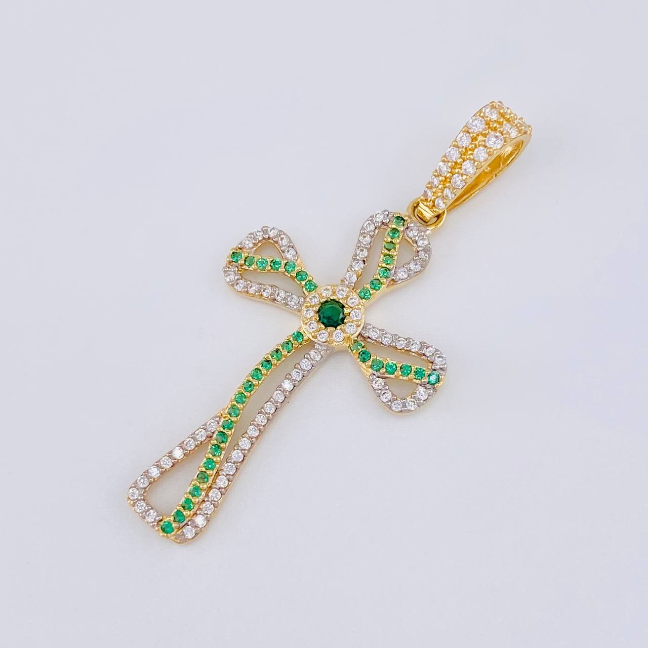 Dije Cruz Fluctuación Celta 3.5 g / 4.5 cm Dos Oros Amarillo Blanco 18K