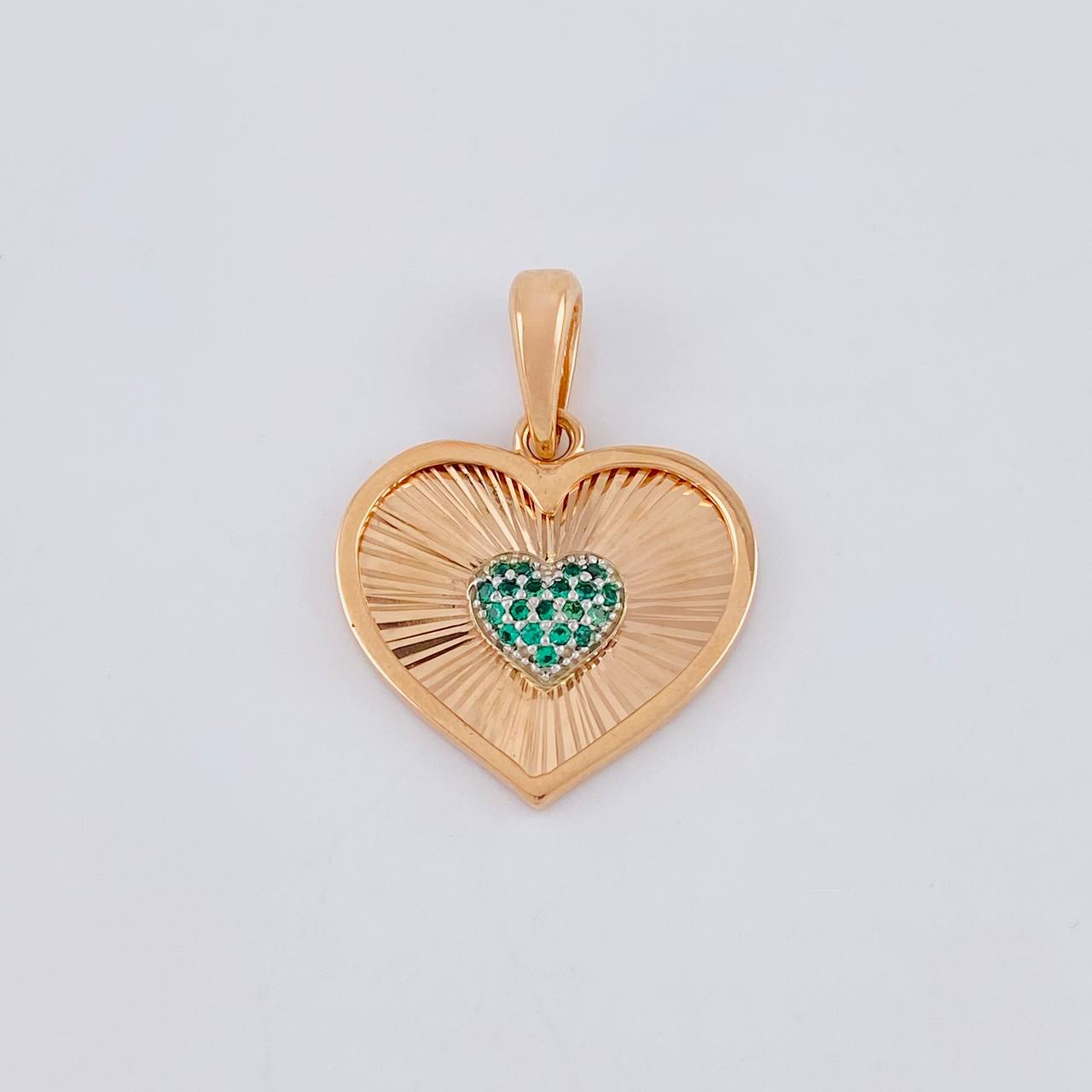 Dije Corazón Doble Interior Diamantado 3.05 g / 2.5 cm Dos Oros Blanco Rosa 18K