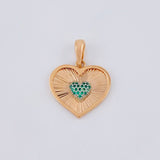 Dije Corazón Doble Interior Diamantado 3.05 g / 2.5 cm Dos Oros Blanco Rosa 18K