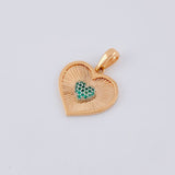 Dije Corazón Doble Interior Diamantado 3.05 g / 2.5 cm Dos Oros Blanco Rosa 18K