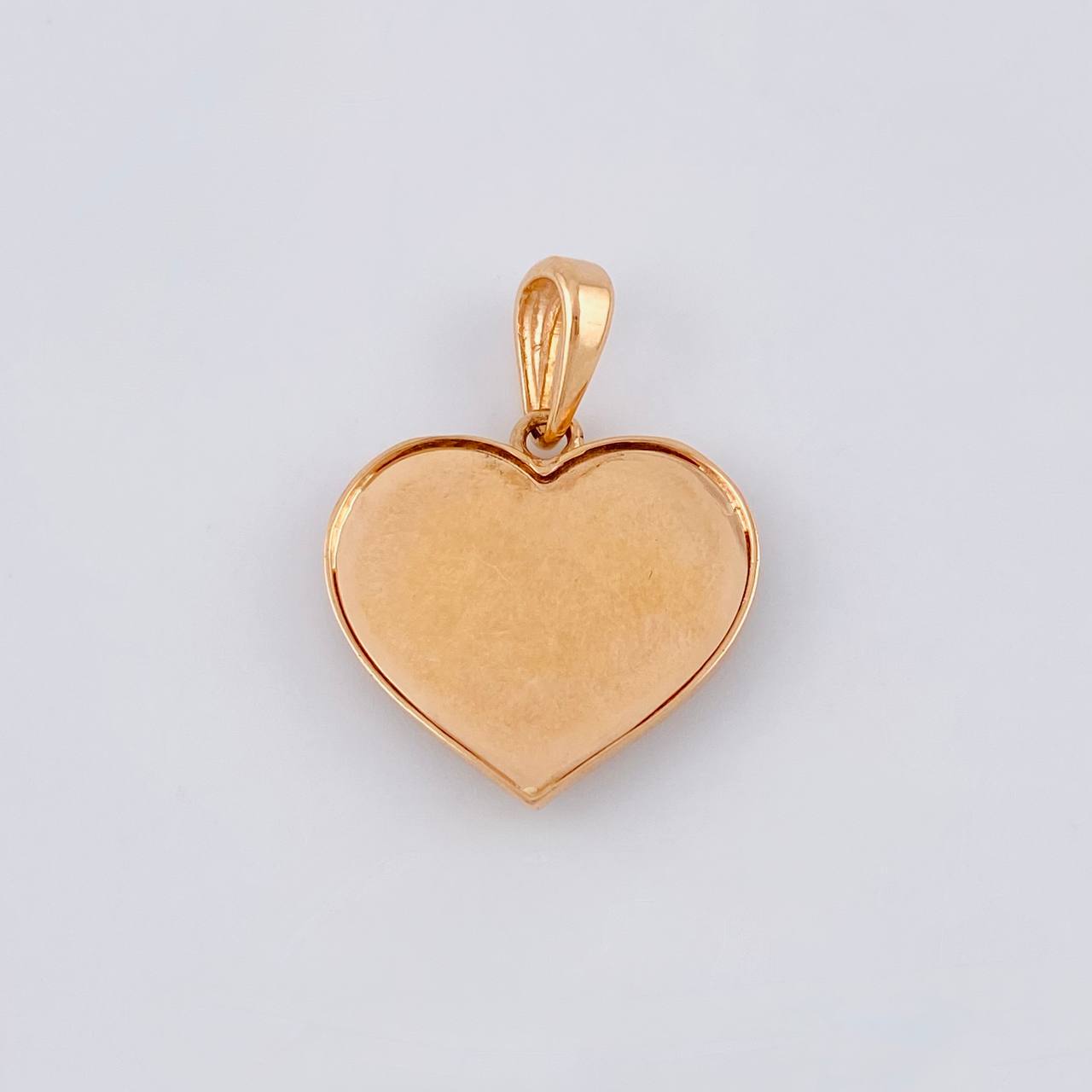 Dije Corazón Doble Interior Diamantado 3.05 g / 2.5 cm Dos Oros Blanco Rosa 18K
