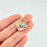 Dije Corazón Doble Interior Diamantado 3.05 g / 2.5 cm Dos Oros Blanco Rosa 18K