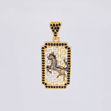 Dije Placa Caballo Filigrama 3.05 g / 3 cm Dos Oros Negro Amarillo 18K