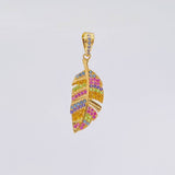 Dije Pluma Multicolor 2.15 g / 3.5 cm Oro Amarillo 18K