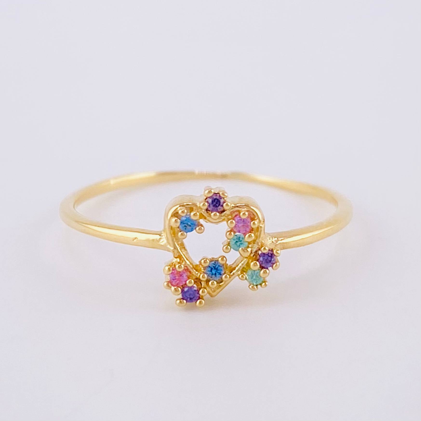 Anillo Destello Corazon 0.9 g / T5 3/4 Oro Amarillo 18K