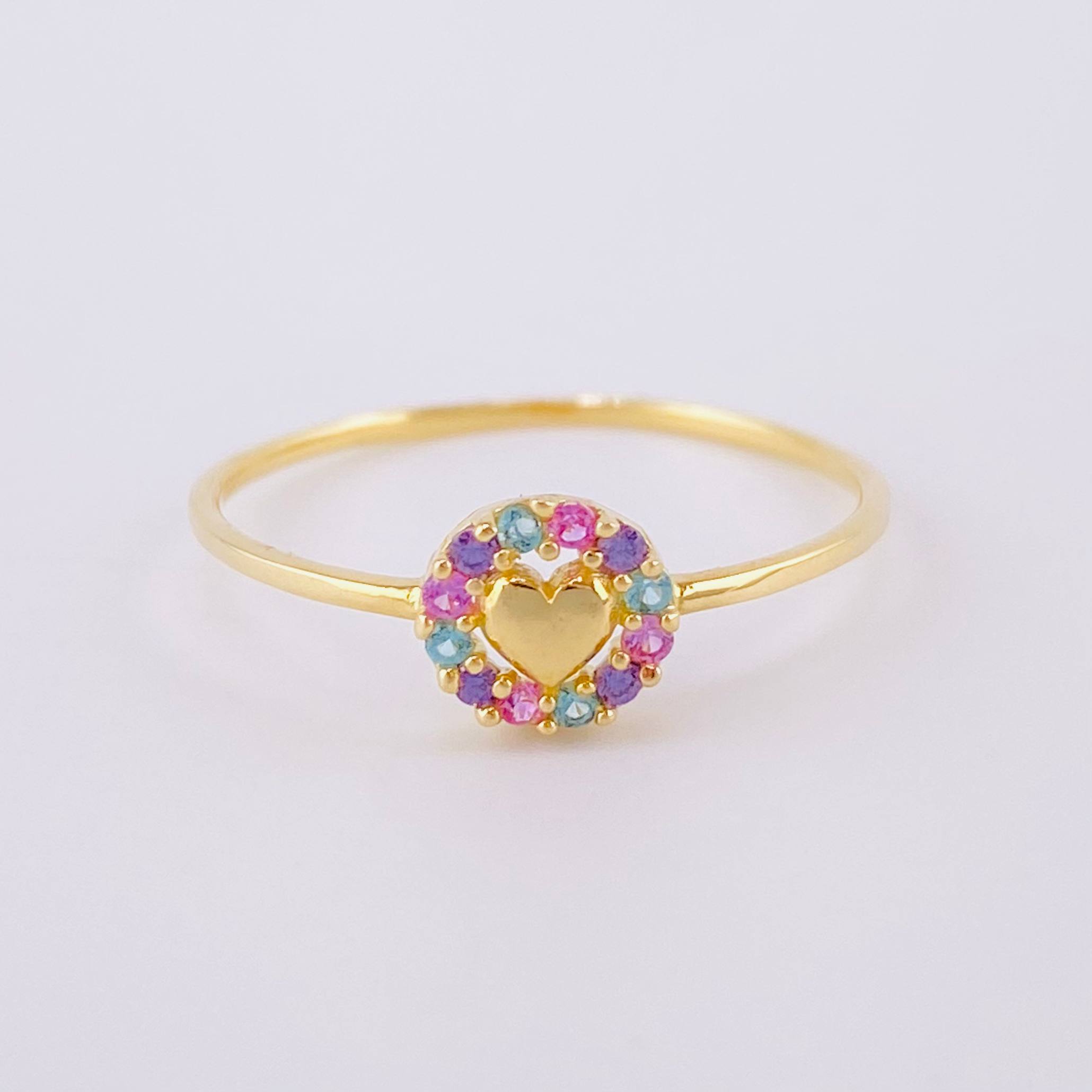 Anillo Circulo Corazon 1.05 g / T8 1/4 Oro Amarillo 18K