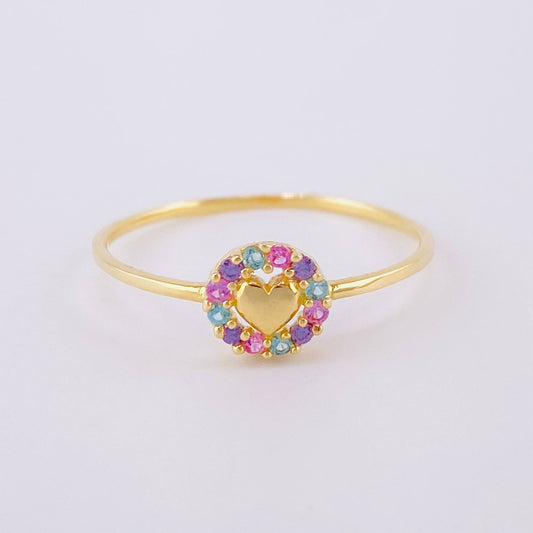Anillo Circulo Corazon 1.05 g / T8 1/4 Oro Amarillo 18K