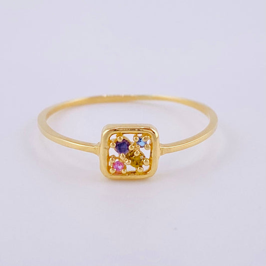 Anillo Cuadro Triqui 0.95 g / T8 Oro Amarillo 18K