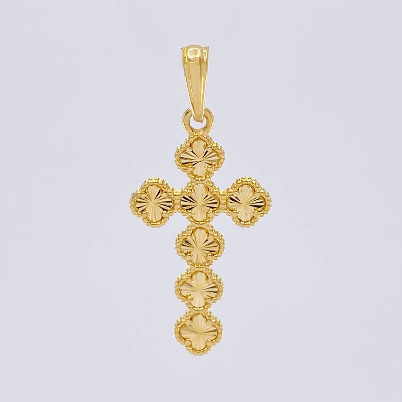Dije Cruz Trebol 2.6 g / 3.5 cm Oro Amarillo 18K