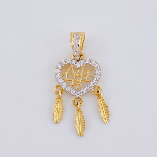 Dije Atrapasueños Corazón 1.6 g / 2.7 cm Dos Oros Amarillo Blanco 18K