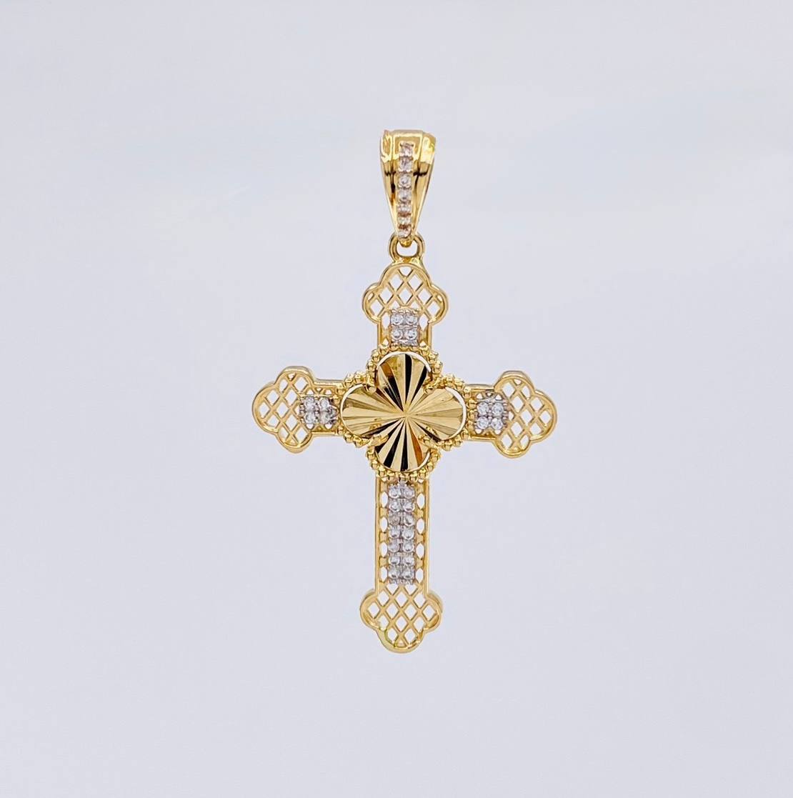 Dije Cruz Trebol Filigrama 3.7 g / 4.3 cm Oro Amarillo 18K