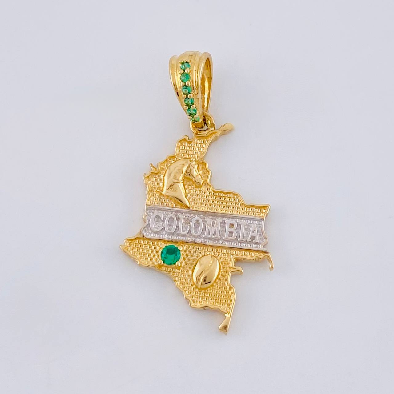 Dije Mapa De Colombia 2.35 g / 3 cm Dos Oros Amarillo Blanco 18K