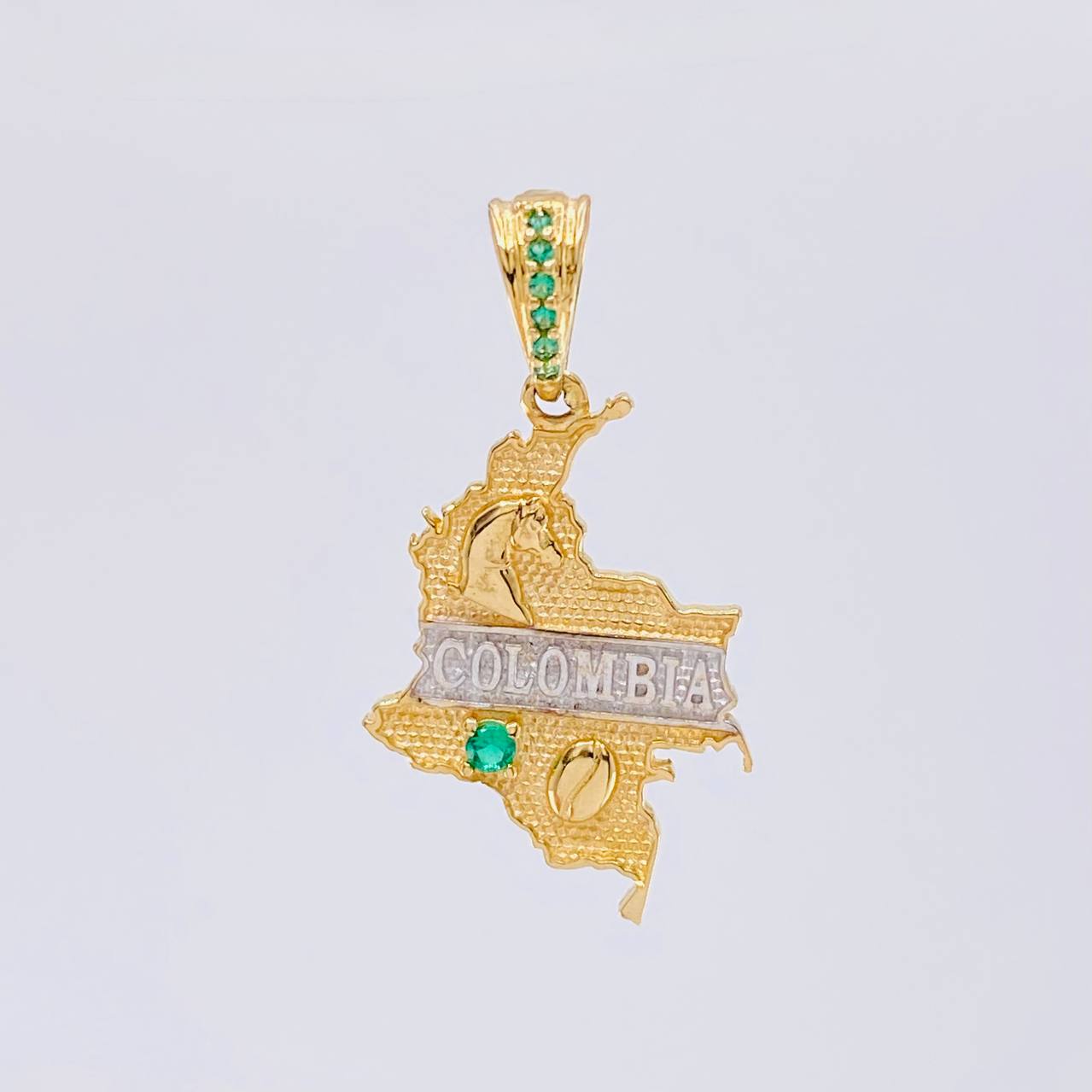 Dije Mapa De Colombia 2.35 g / 3 cm Dos Oros Amarillo Blanco 18K