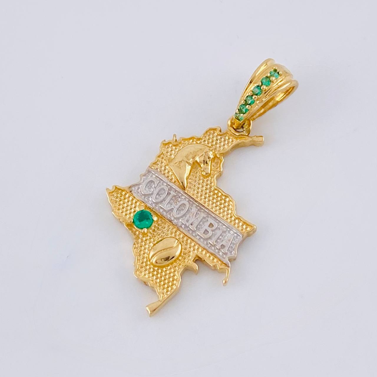 Dije Mapa De Colombia 2.35 g / 3 cm Dos Oros Amarillo Blanco 18K
