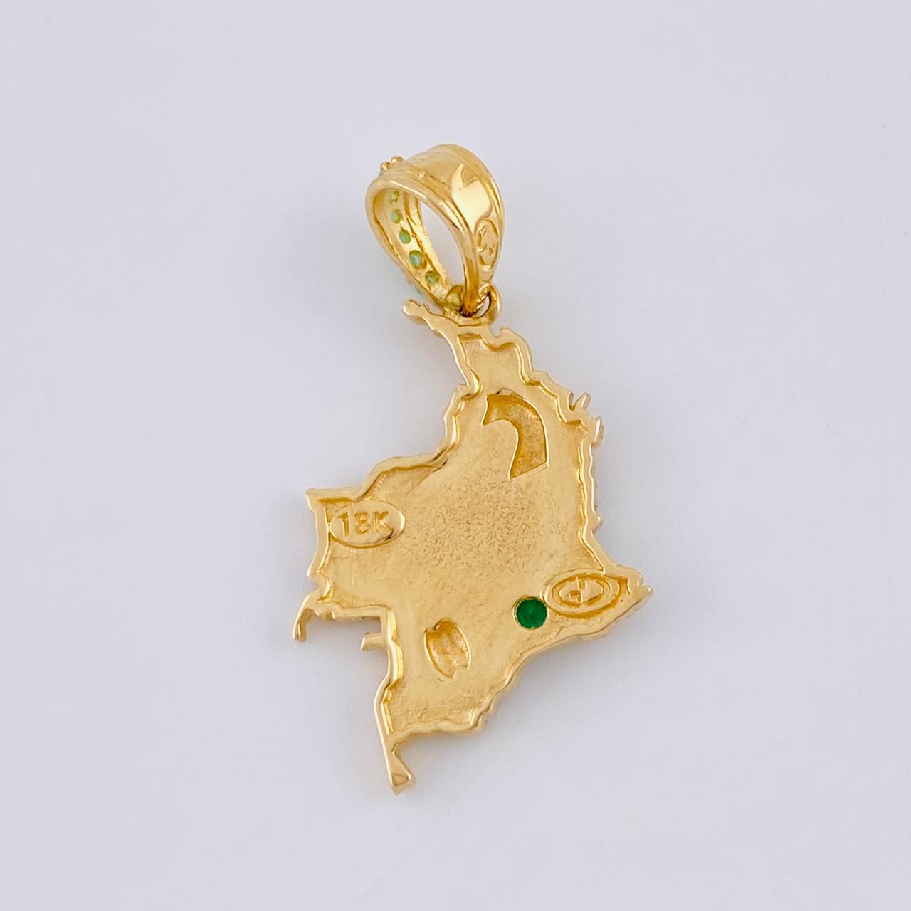Dije Mapa De Colombia 2.35 g / 3 cm Dos Oros Amarillo Blanco 18K