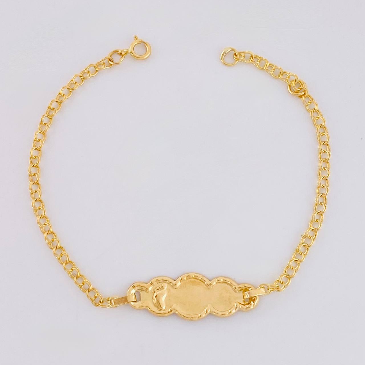 Pulso Bebé Aro Seguido Placa Nube Pie Bordeada 1.25 g / 14.5 - 13 cm / 2.3 mm Oro Amarillo 18K