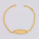 Pulso Bebé Aro Seguido Placa Nube Pie Bordeada 1.25 g / 14.5 - 13 cm / 2.3 mm Oro Amarillo 18K
