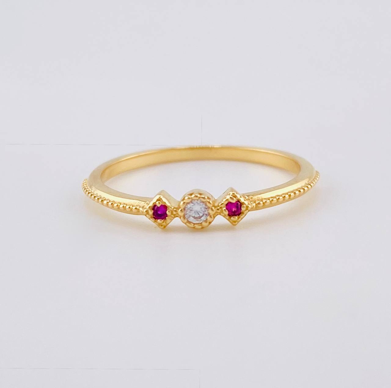 Anillo Liston Rombico 1.6 g / T7 Oro Amarillo 18K