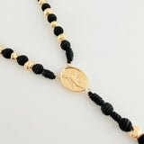 Rosario San Miguel Cruz Cristo 6.4gr / 70cm / 5mm-6mm Oro Amarillo 18K *