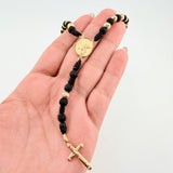 Rosario San Miguel Cruz Cristo 6.4gr / 70cm / 5mm-6mm Oro Amarillo 18K *