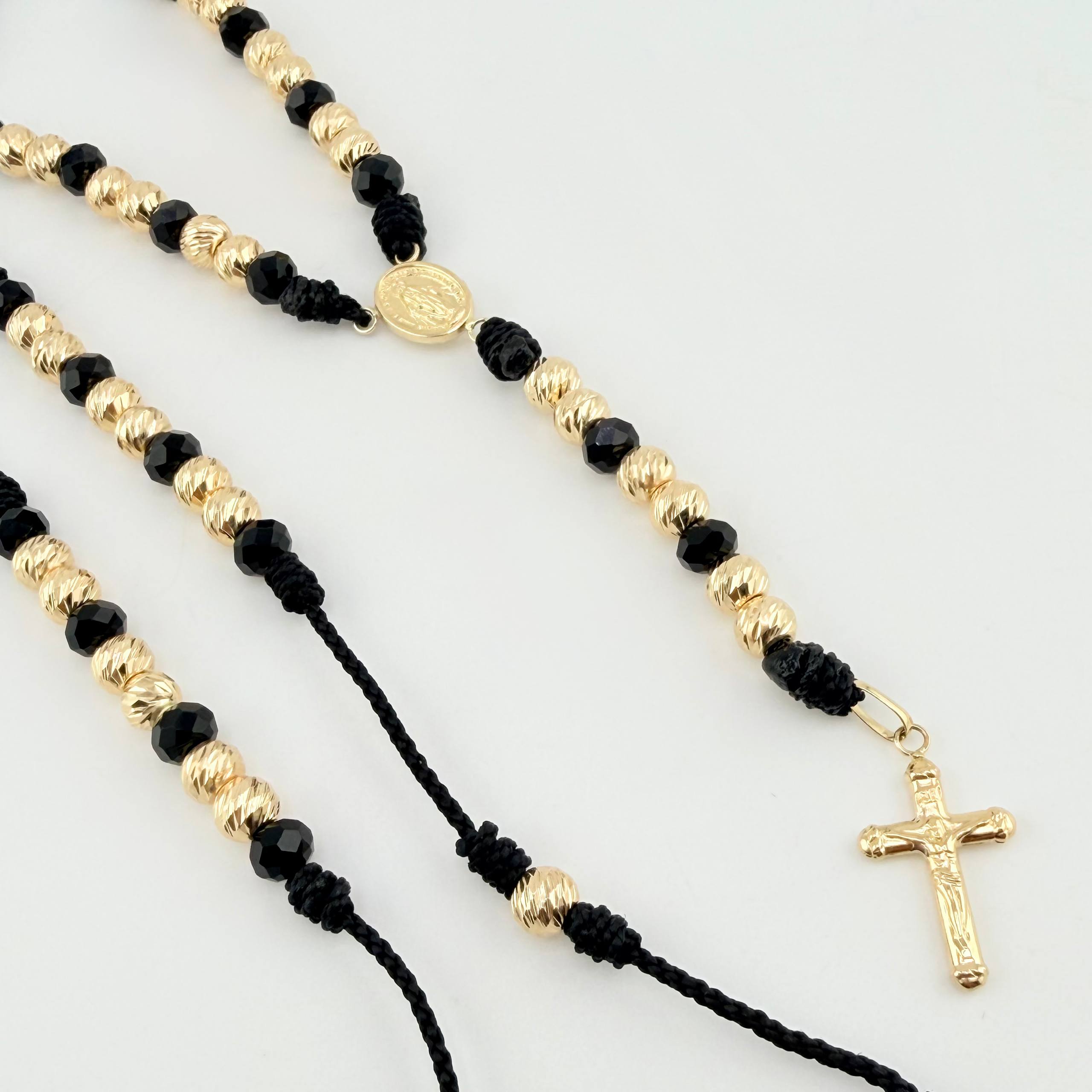 Rosario Virgen Milagrosa Cruz Cristo 8gr / 60cm / 6mm Oro Amarillo 18K ©