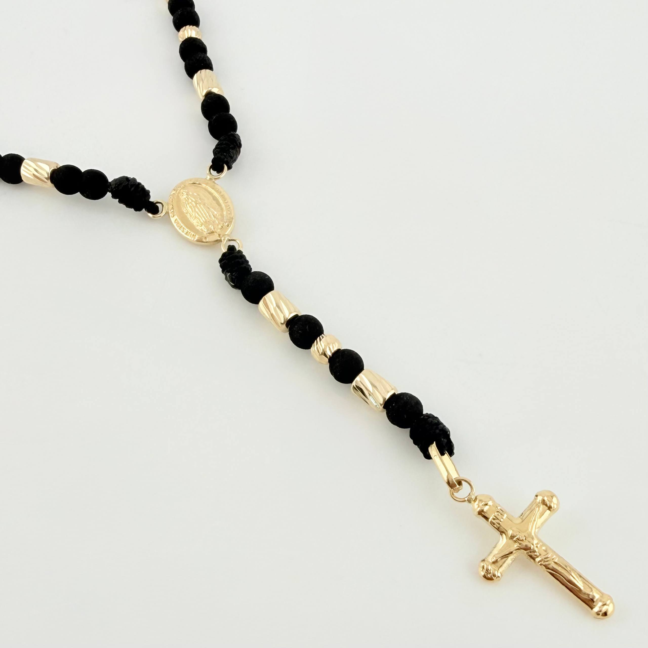 Rosario Virgen Guadalupe Cruz Cristo 4.4gr / 55cm / 4mm Oro Amarillo 18K *