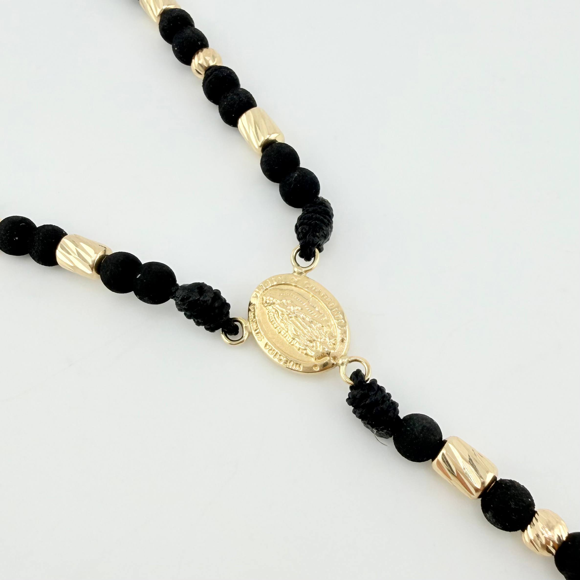 Rosario Virgen Guadalupe Cruz Cristo 4.4gr / 55cm / 4mm Oro Amarillo 18K *