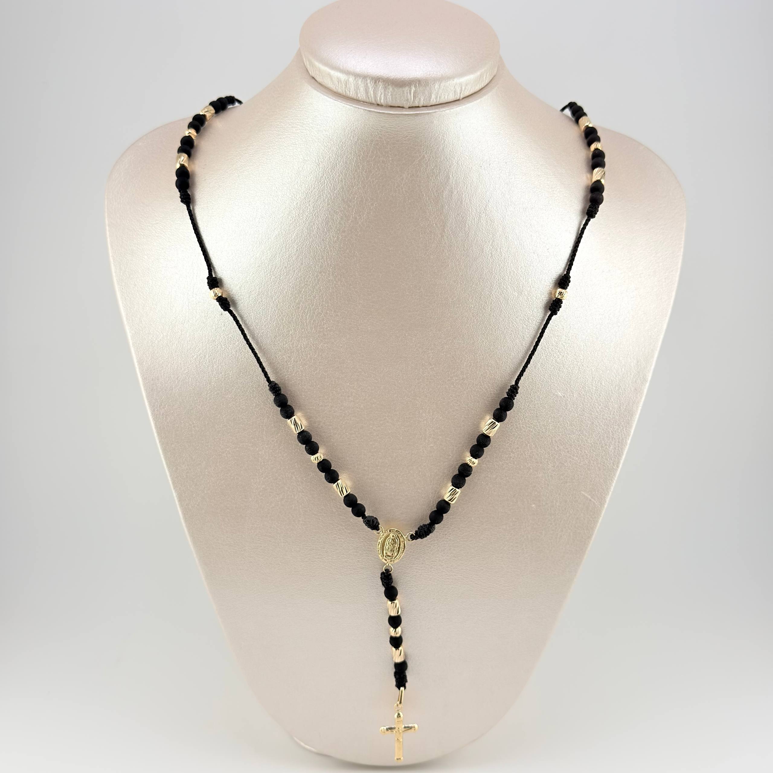 Rosario Virgen Guadalupe Cruz Cristo 4.4gr / 55cm / 4mm Oro Amarillo 18K *