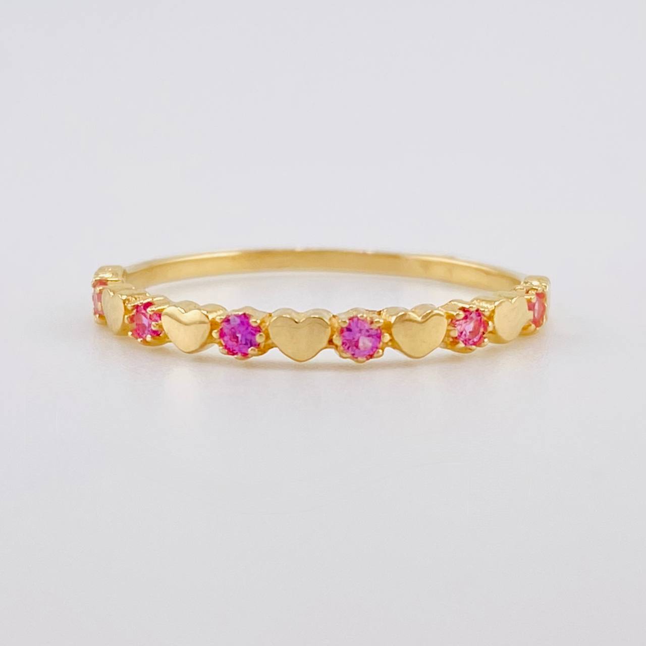 Anillo Corazónes Lucidos 1.35g / T7 1/4 Oro Amarillo 18K