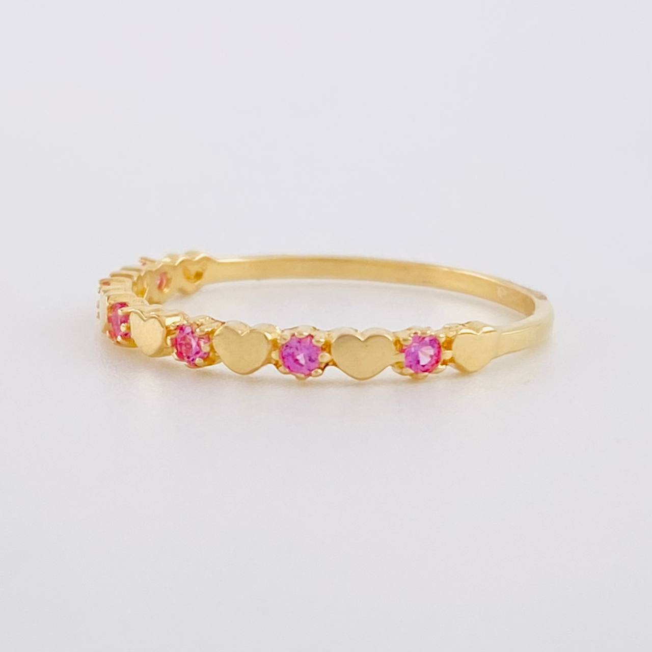 Anillo Corazónes Lucidos 1.35g / T7 1/4 Oro Amarillo 18K