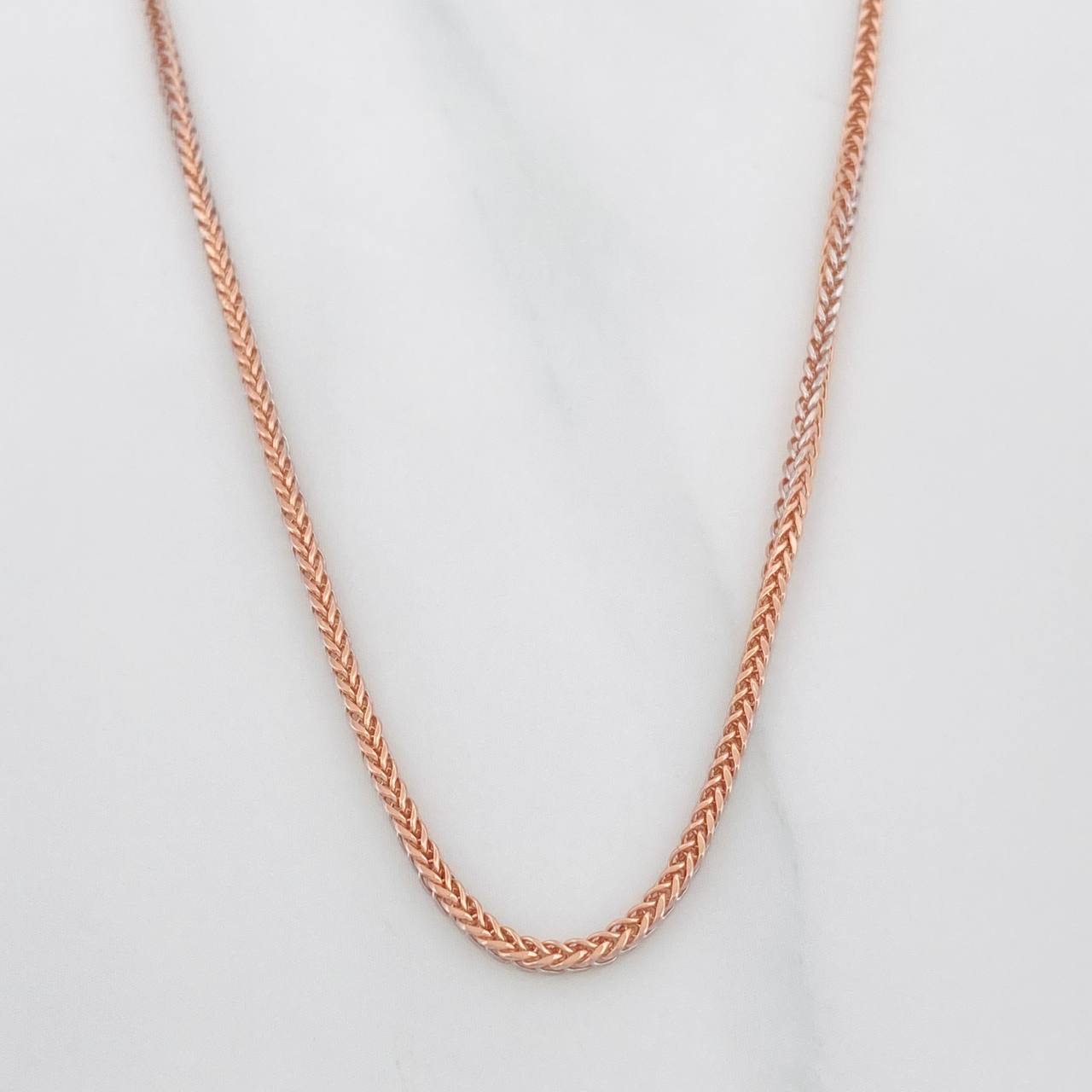 Cadena Franco 3.1g / 50cm / 1.4mm Dos Oros Blanco Rosa 18K
