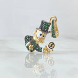 Dije Pato Dinero 5.55gr / 3.6cm / Circones Verdes Oro Amarillo 18K *