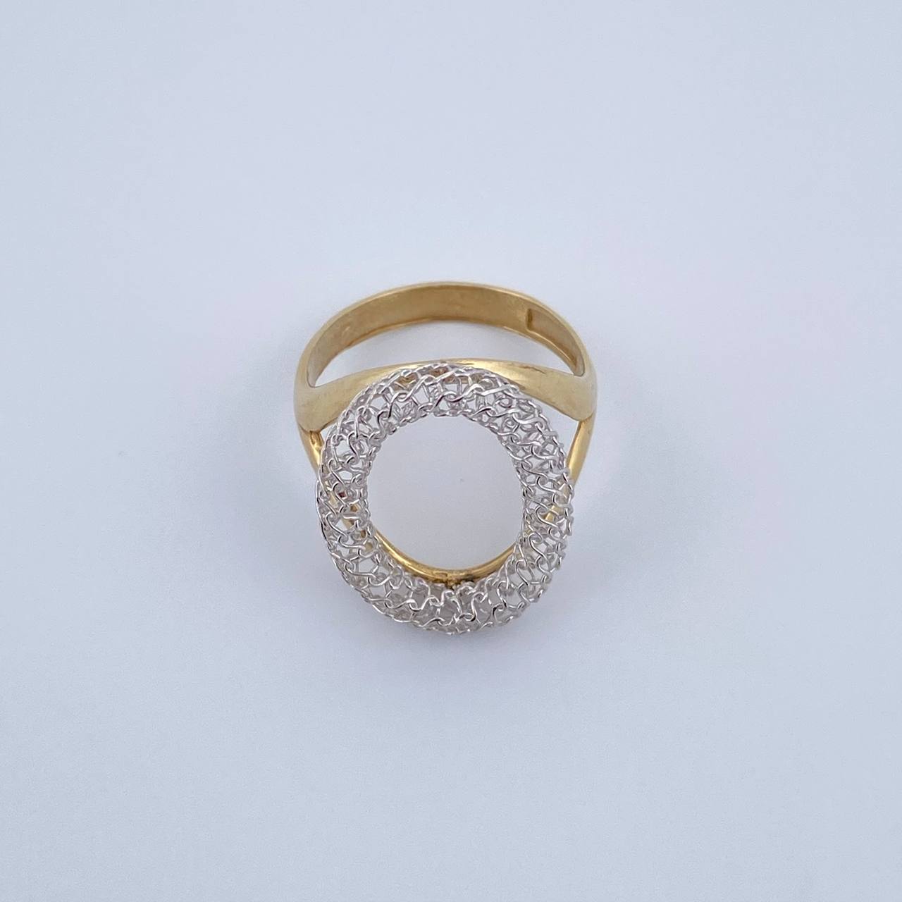 Anillo Aro Ovalo 3.5gr / T7 / Dos Oros Amarillo Blanco +3 18K &