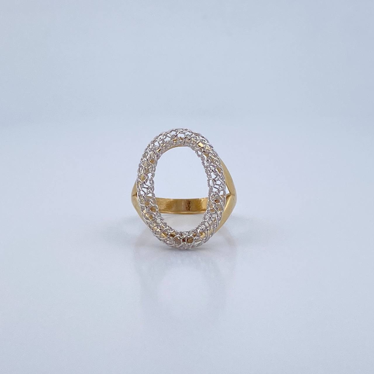 Anillo Aro Ovalo 3.5gr / T7 / Dos Oros Amarillo Blanco +3 18K &