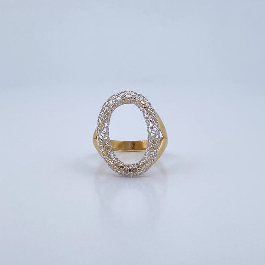 Anillo Aro Ovalo 3.5gr / T7 / Dos Oros Amarillo Blanco +3 18K &